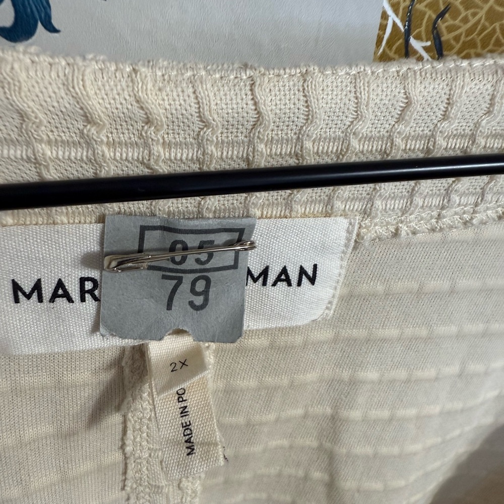 Mara Hoffman Tiffany Wrap Dress - Cream Ivory Waffle Texture Midi Dress sz 2X - Picture 6 of 7